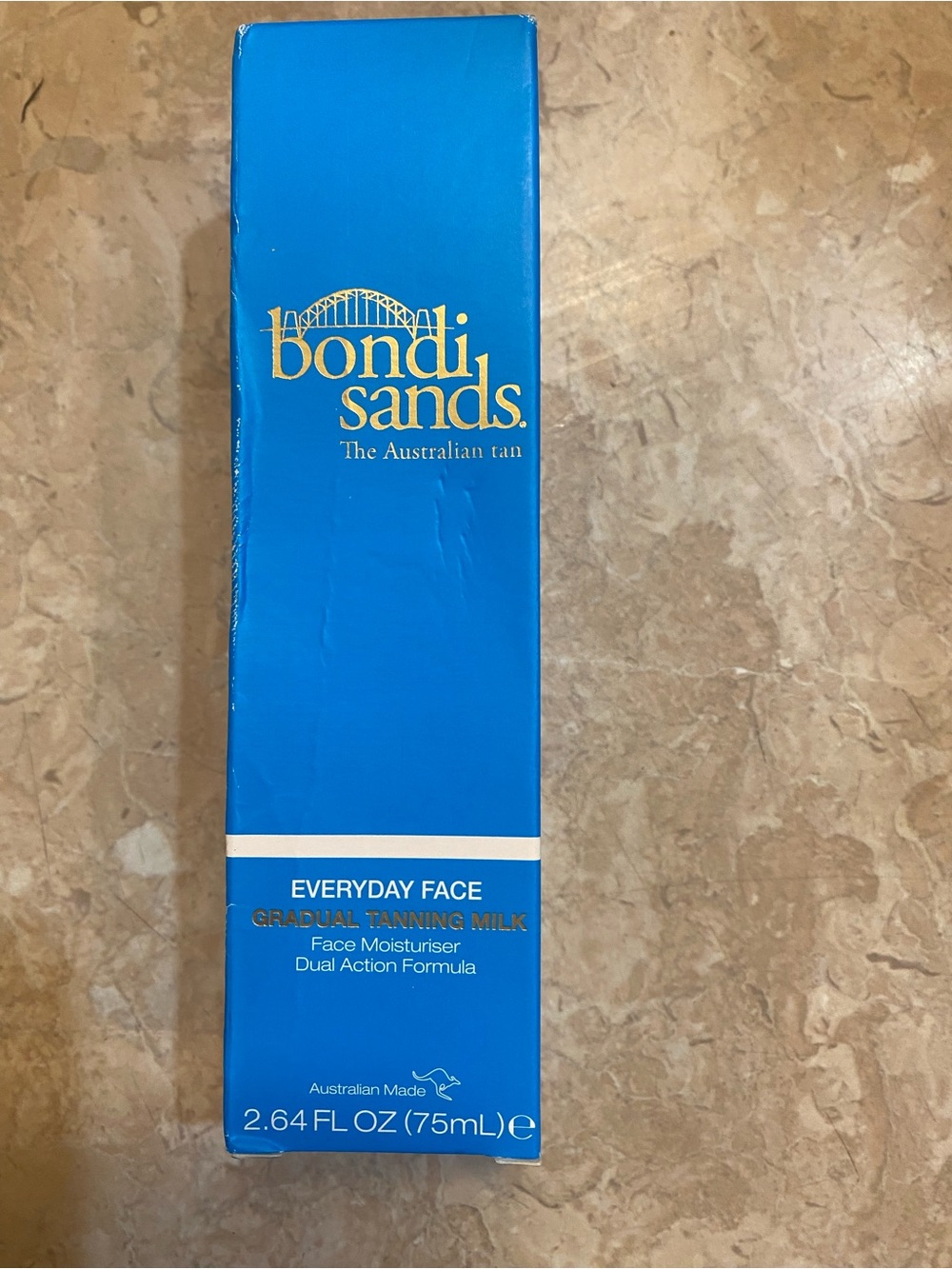 Bondi Sands Blue Box with Gold Logo - Everyday Face Tanning Milk Packaging (six)